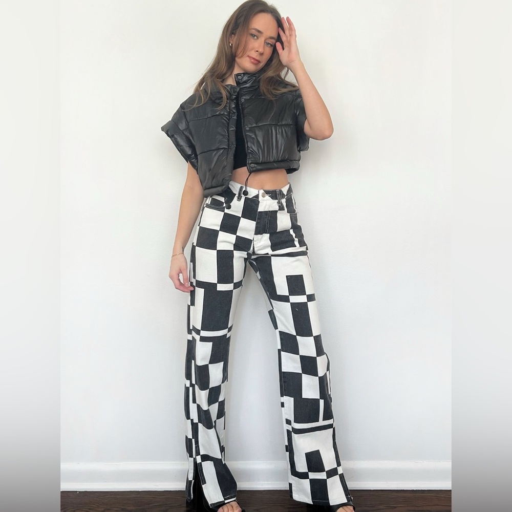 Beige Botany Black/White Pattern Denim
